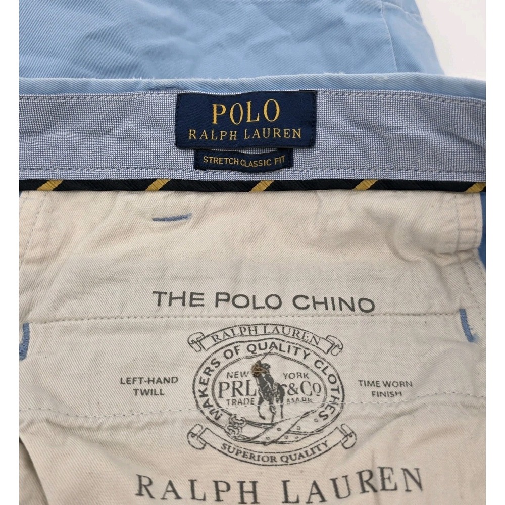 Polo Ralph Lauren Shorts Mens 44 Blue Chino Fit Flat Front Preppy Stretch - Picture 8 of 8